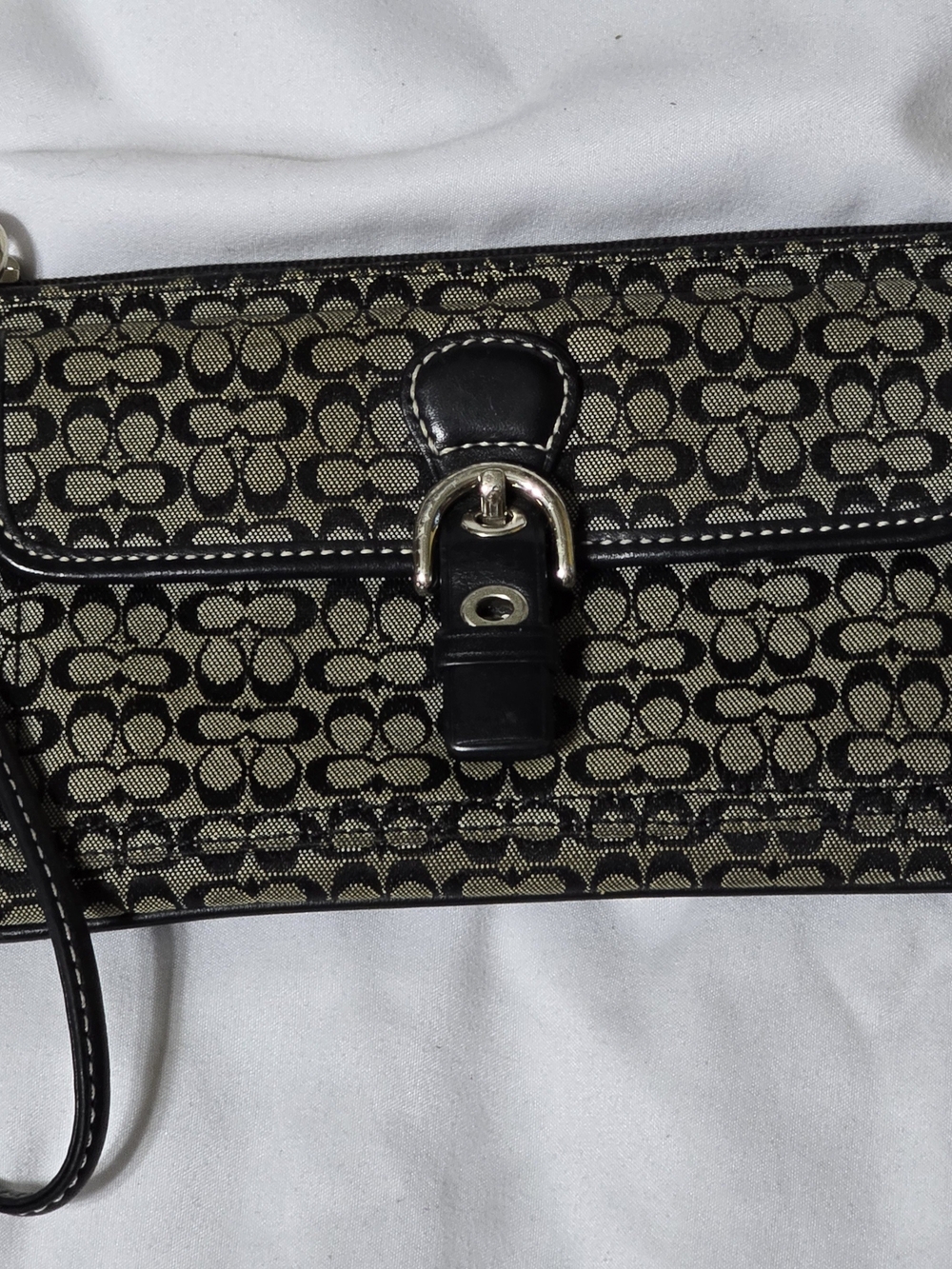 Coach Black and Beige Signature Jacquard Crossbody Bag